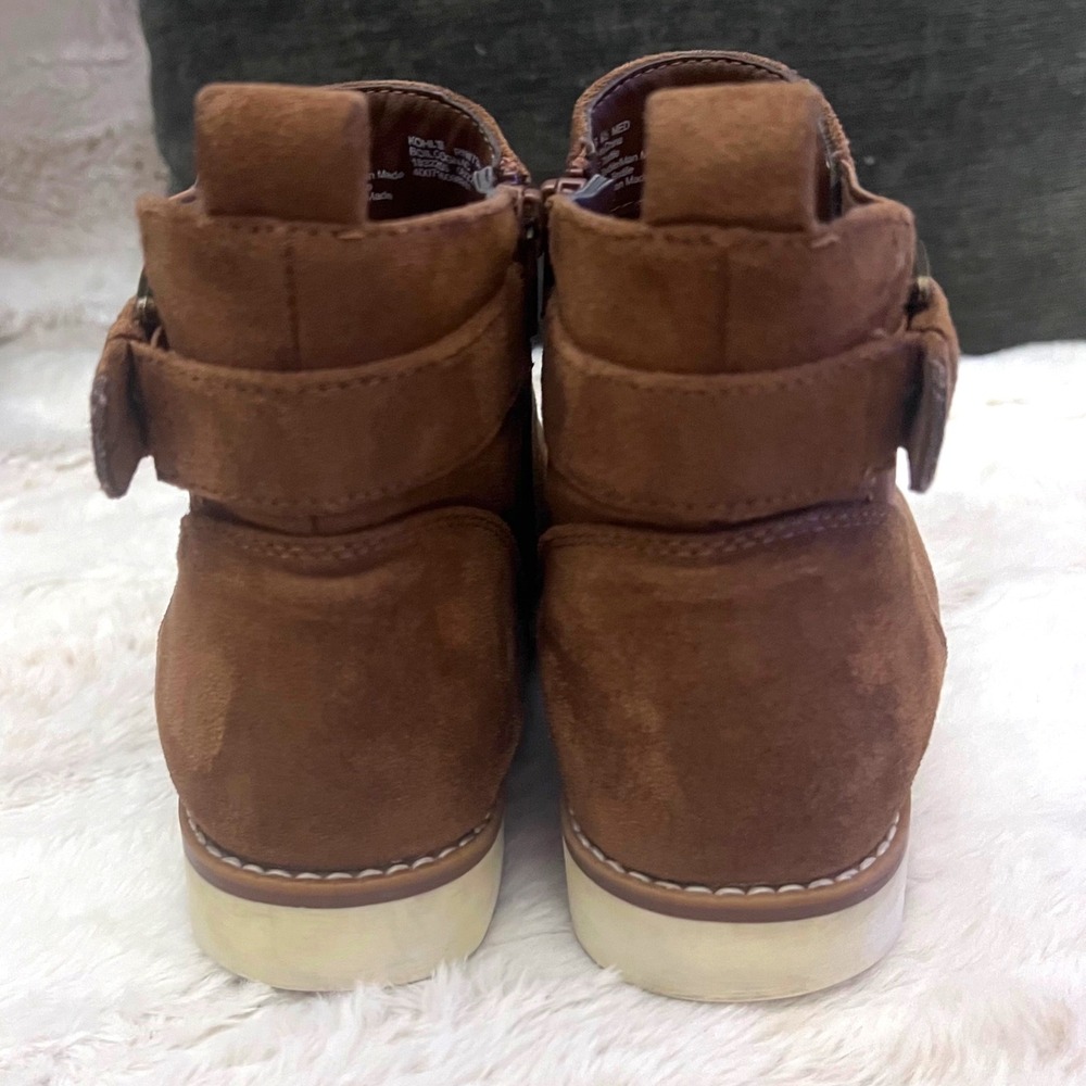 Kohl's Sonoma Cognac Faux Suede Buckle Zip Ankle Boots Women's Size 6.5‎ Medium - Picture 4 of 8